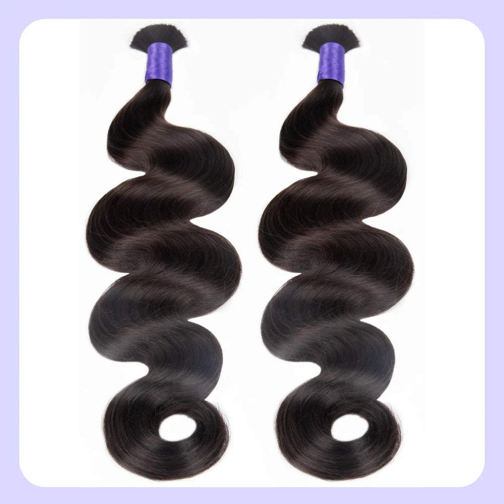 two #2 body wave braiding human hair