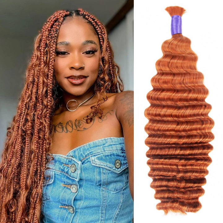 350 ginger deep wave human braiding hair