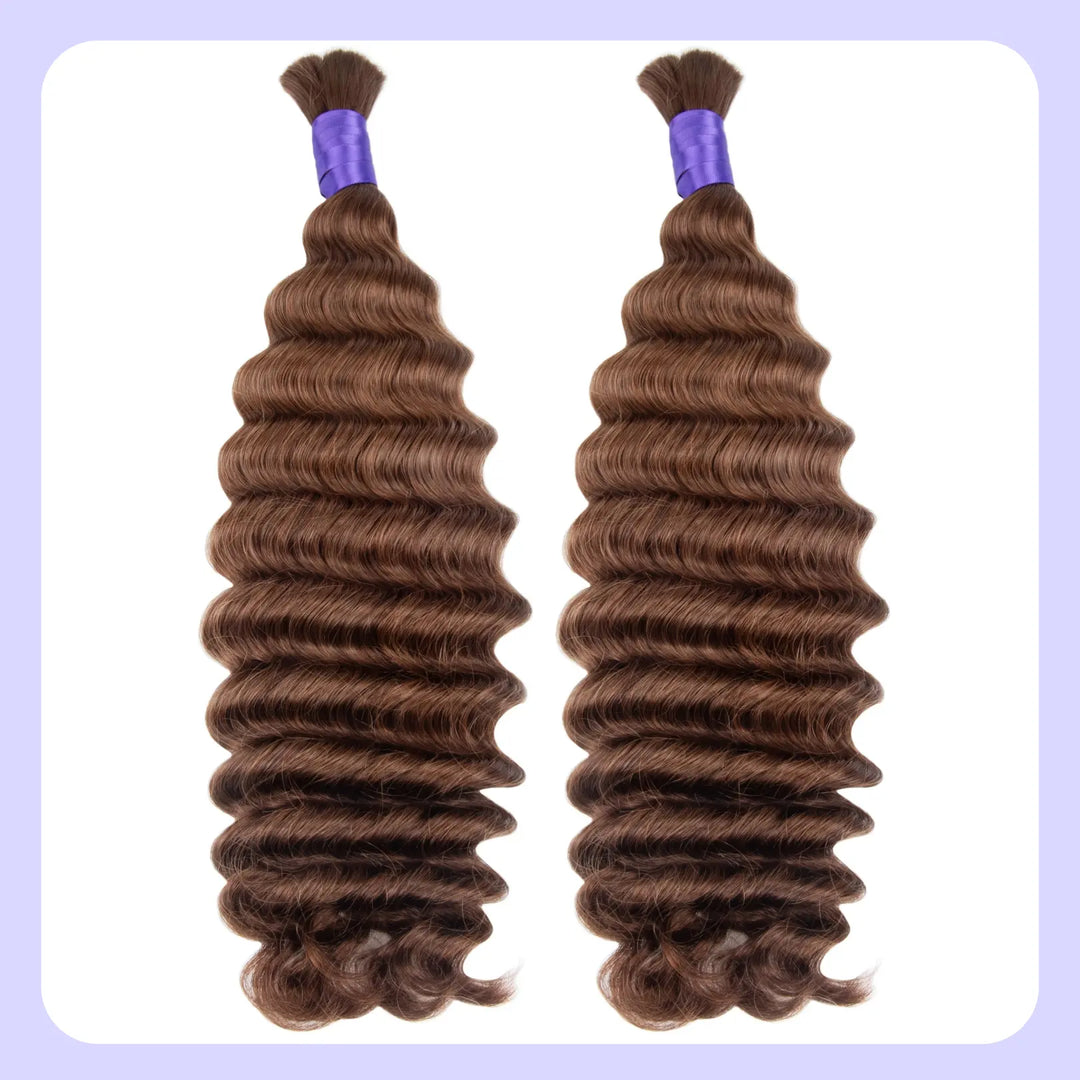 two #4 deep wave braiding human hair