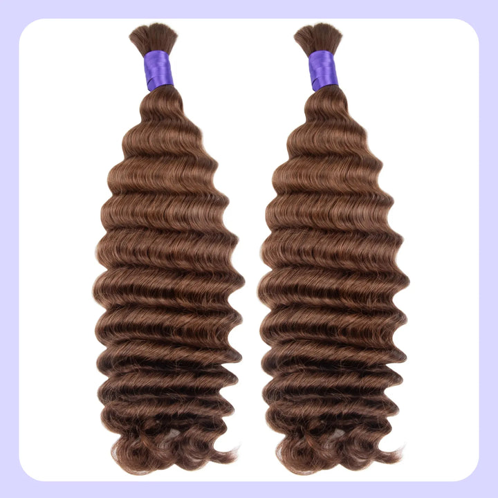 two #4 deep wave braiding human hair