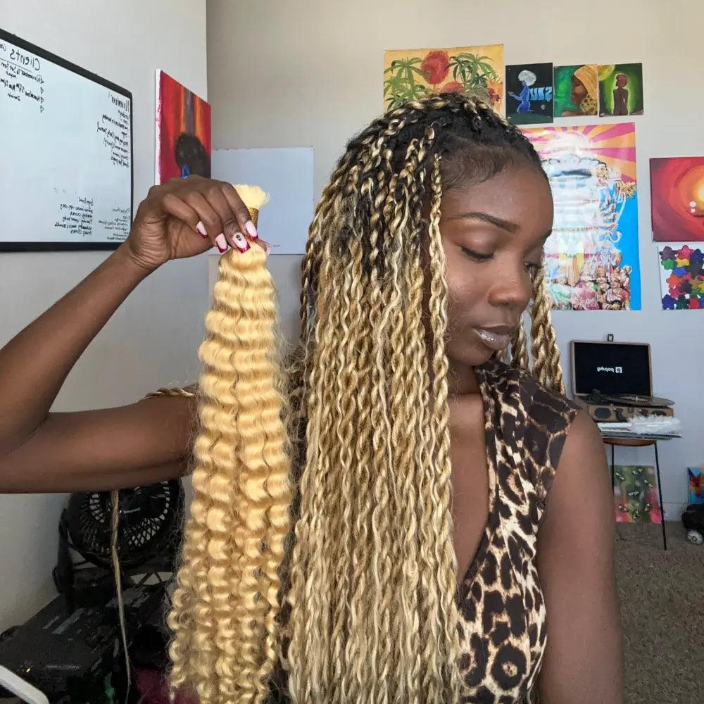 613 Braiding Hair 100 Blonde Deep Wave Remy Bulk Human Hair Waviy