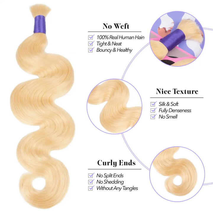 Blonde Body Wave Human Braiding Hair