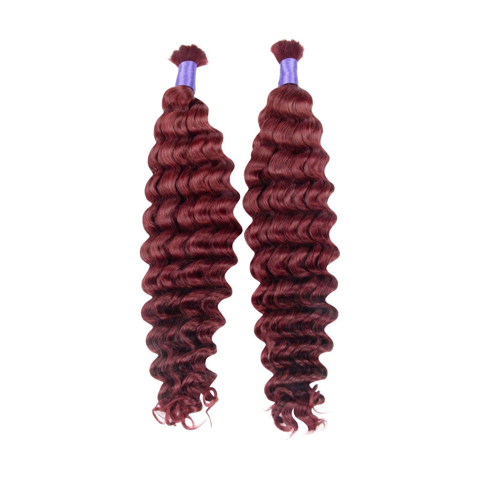 Burgundy Deep Wave Bulk Hair Extensions for Braiding