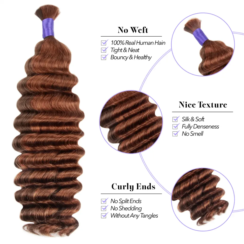 Image showcasing the key characteristics and advantages of 4 30 deep wave braiding hair