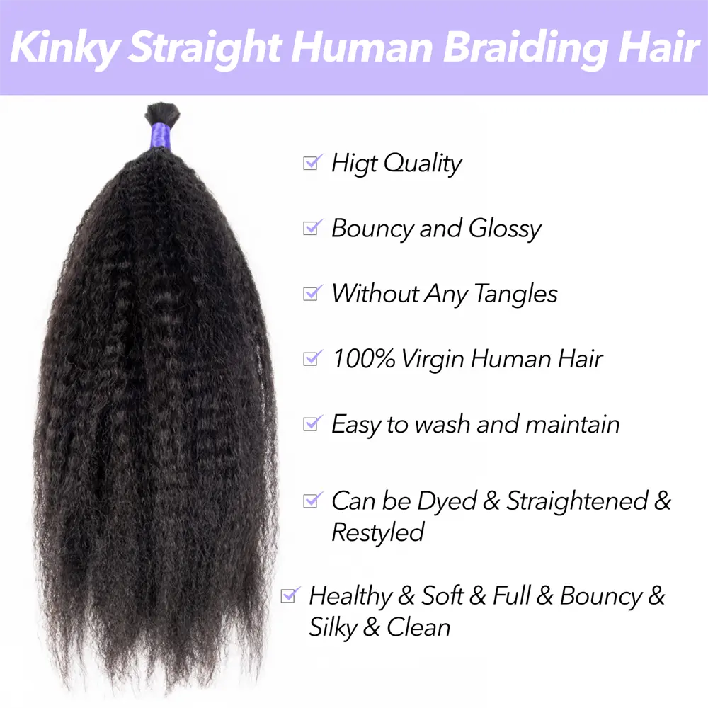 Kinky Straight braiding hair product features displayed