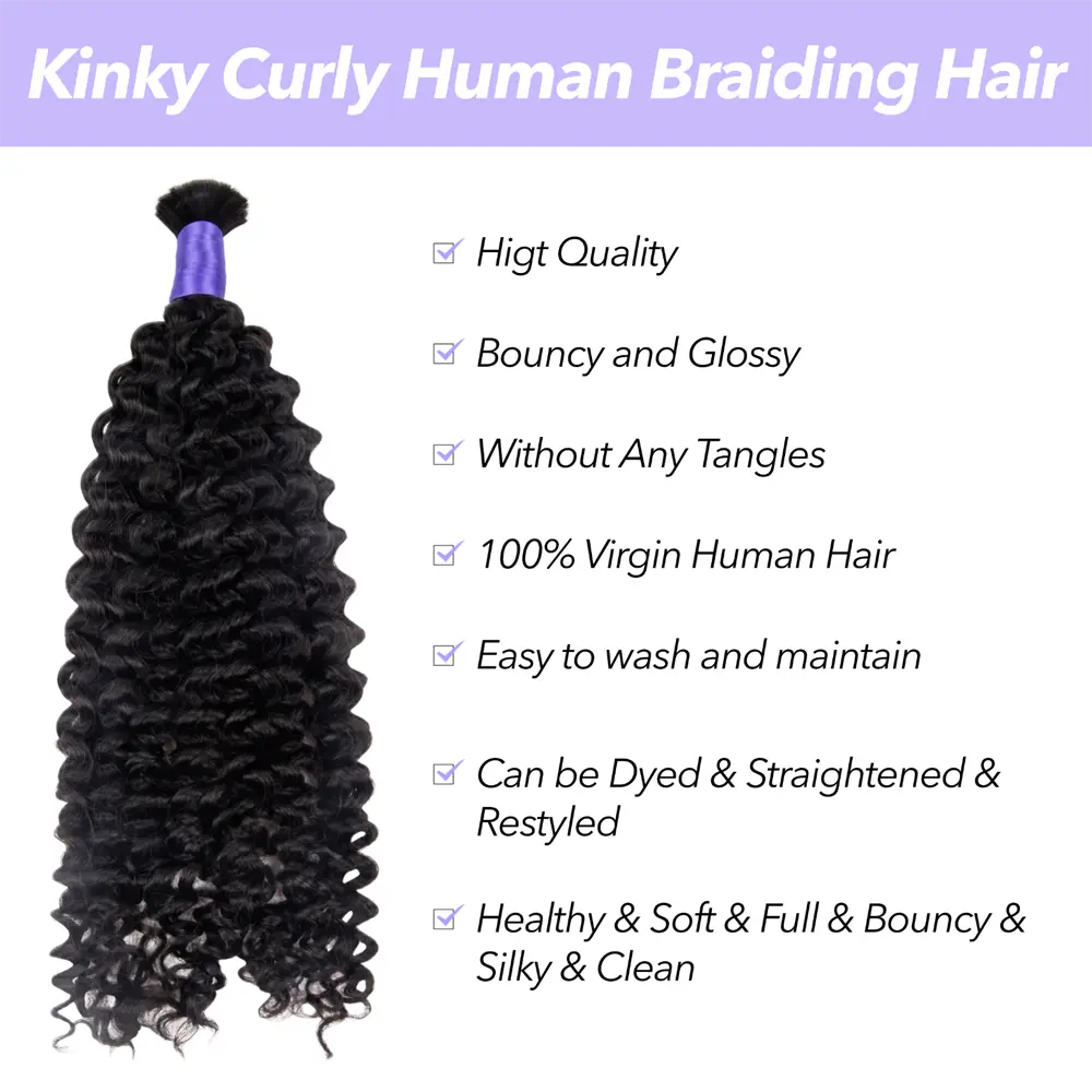 Multi-Textured kinky curly human braiding hair