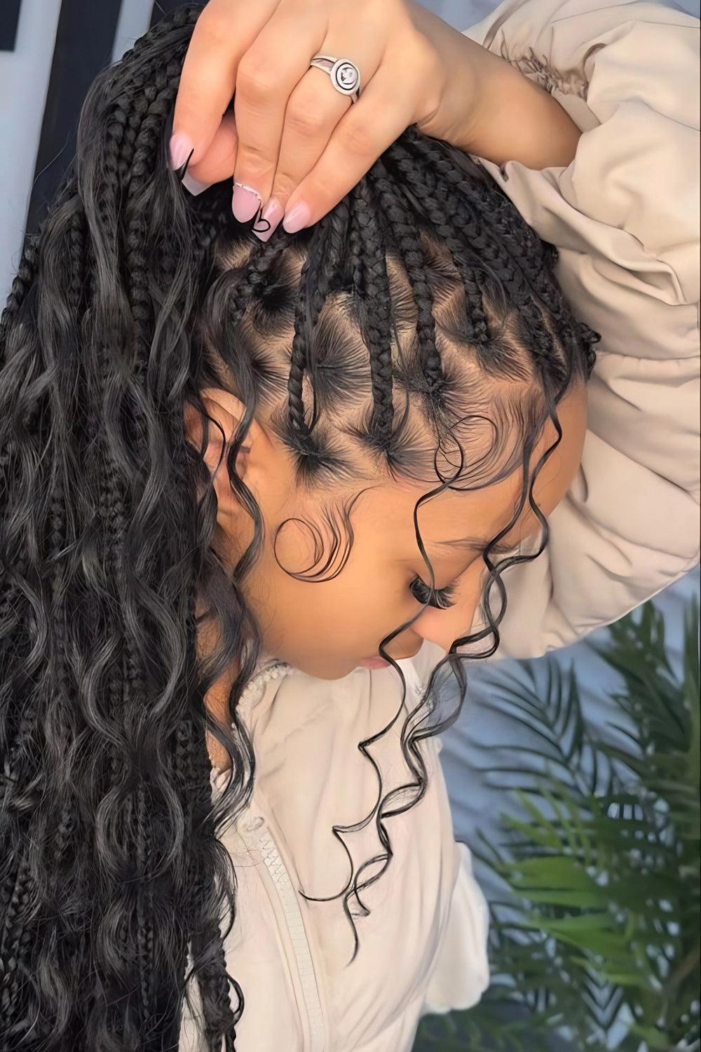 boho box braids with curls