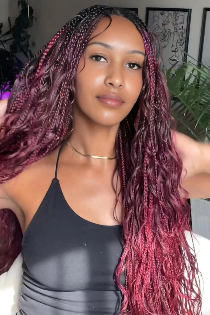 burgundy color braiding hair