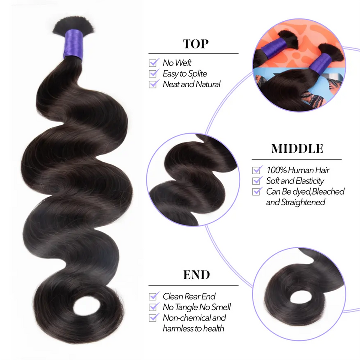 color 2 body wave human braiding hair braids