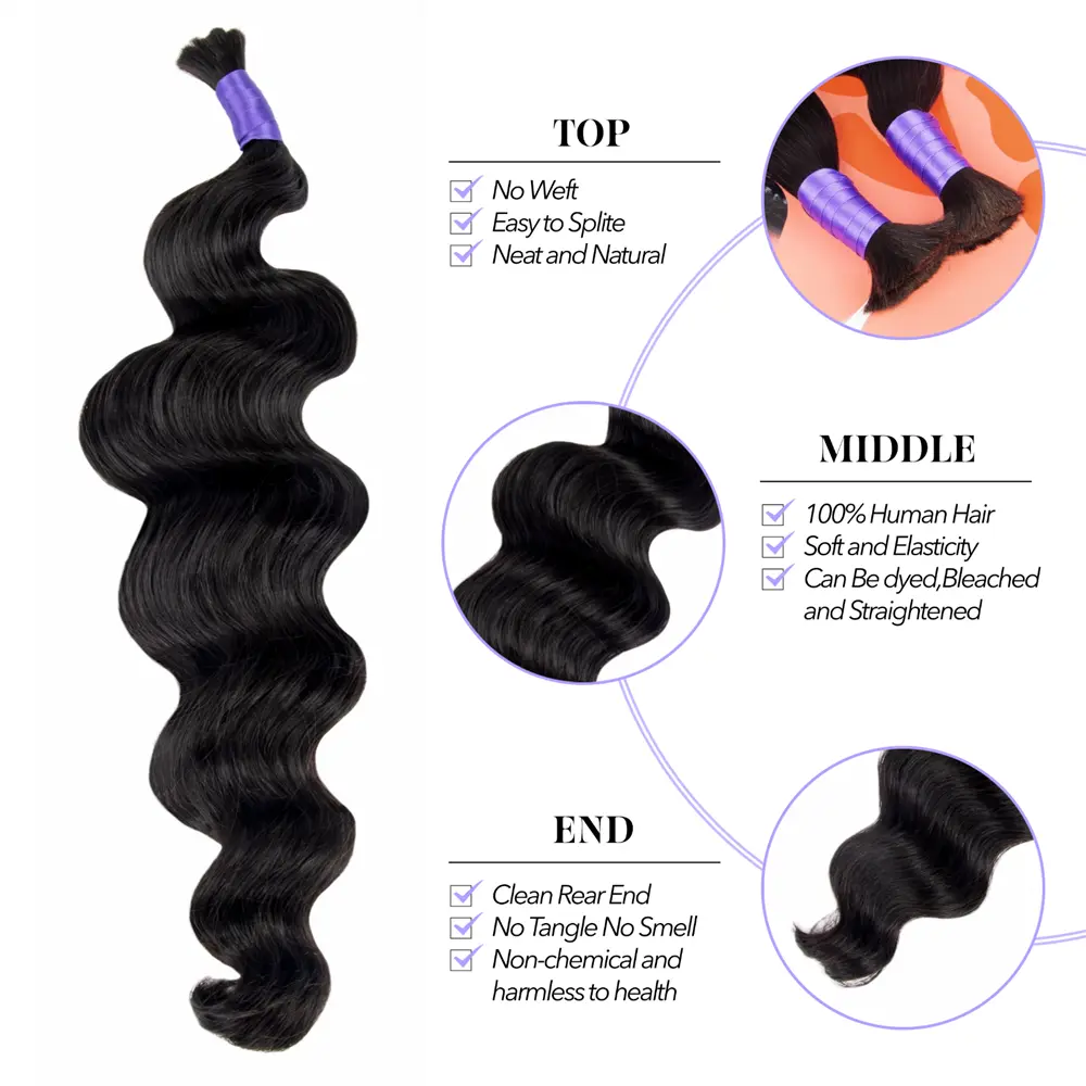 double drawn loose wave human braiding hair