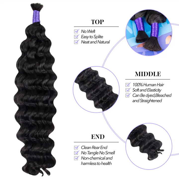 double drawn water wave braiding hair bulk