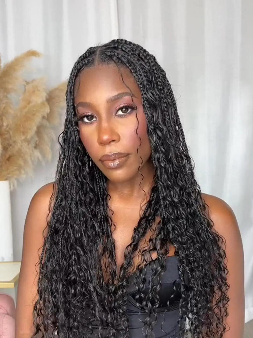 knotless braids with water wave hair