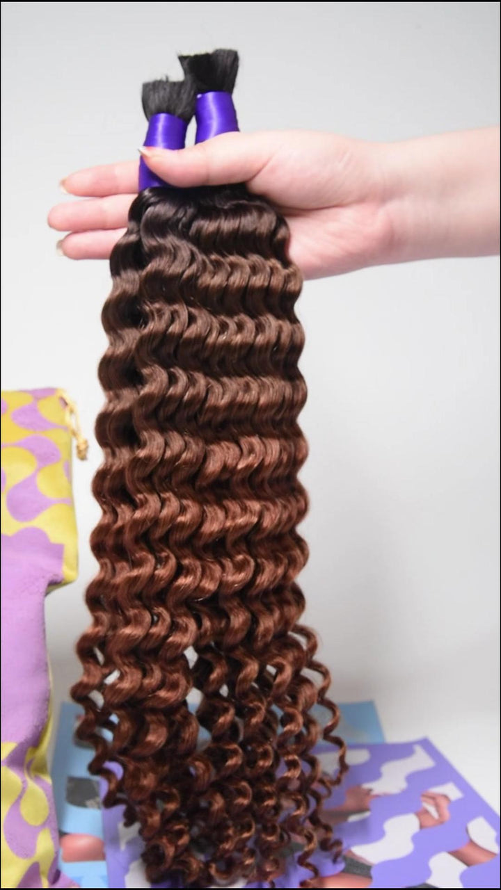 mix color deep curly human braiding hair