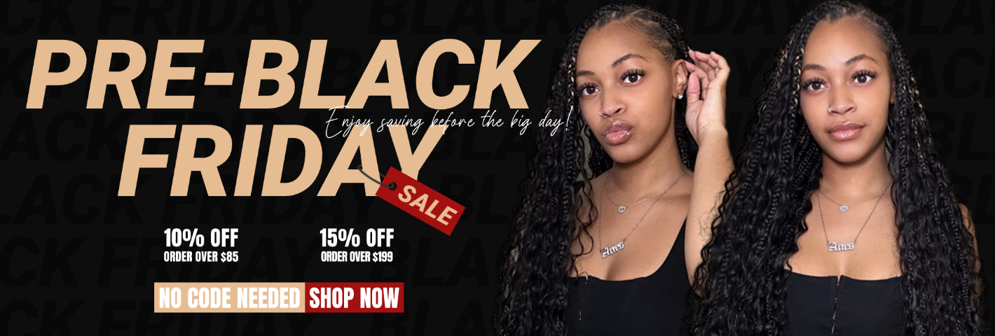 Promotional banner with black background highlighting Waviy Black Friday sale